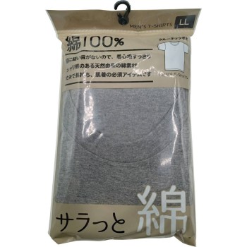 신사 면 100% 반소매 둥근목 T셔츠 그레이 LL