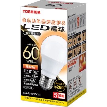 LED 전구 전방향 60W 전구색 LDA7L-G/60V1 도시바라이텍