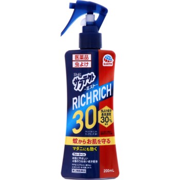 살라텍트 미스트 리치리치30 방충 스프레이 아웃도어 캠프 외출용 모기 대책 200ml 아스제약