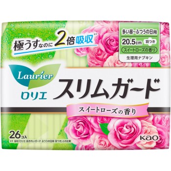 로리에 슬림 가드 스위트 로즈향 확실한 주간용 날개 포함 26개 카오