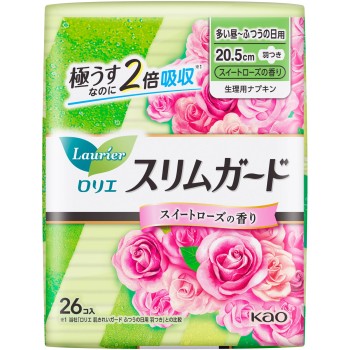 로리에 슬림 가드 스위트 로즈향 확실한 주간용 날개 포함 26개 카오