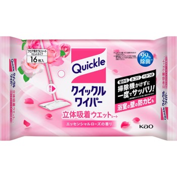 퀵클 와이퍼 입체 흡착 웨트 시트 에센셜 로즈 향 16매 카오