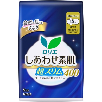 로리에 행복한 피부 통기 초슬림 특히 많은 밤용 40cm 날개 있음 9개 카오