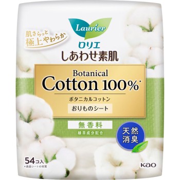 로리에 행복한 피부 팬티라이너 BOTANICAL COTTON 100% 천연 소취(무향) 54개 카오