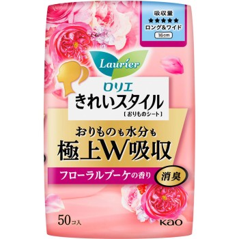 로리에 깔끔 스타일 초흡수 란제리 라이너 롱&와이드 플로럴 부케향 50개 카오