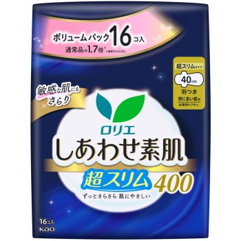 로리에 행복 맨살 볼륨 팩 초슬림 특히 많은 밤용 40cm 날개 포함 16개 카오