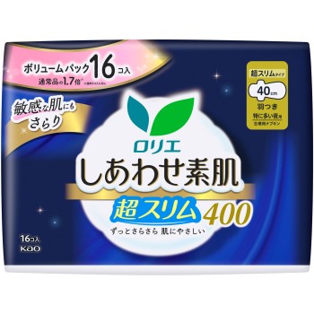 로리에 행복 맨살 볼륨 팩 초슬림 특히 많은 밤용 40cm 날개 포함 16개 카오
