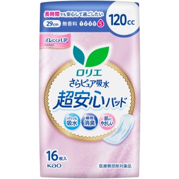 로리에 사라 퓨어 흡수 초안심 패드 120CC 16매 카오