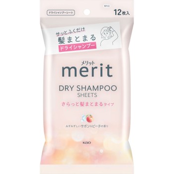 메리트 드라이 샴푸 시트 매끈한 머리 정리 타입 12매 카오