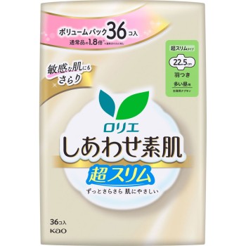 로리에 행복한 피부 볼륨 팩 초슬림 많은 낮용 22.5cm 날개 포함 36개 카오