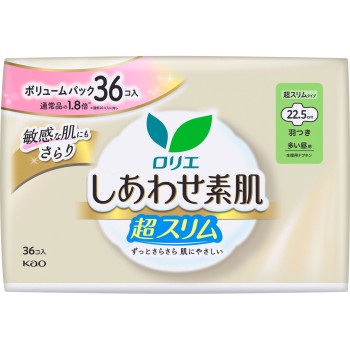 로리에 행복한 피부 볼륨 팩 초슬림 많은 낮용 22.5cm 날개 포함 36개 카오