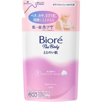 비오레 더 바디 정돈된 피부 거품 타입 우디&플로럴 향 리필 440mL 카오