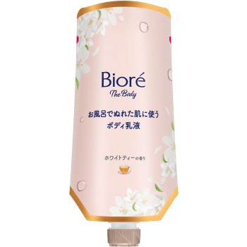 비오레 더 바디 욕실에서 젖은 피부에 사용하는 바디 로션 촉촉한 피부 화이트티 향 걸이 팩 285mL 카오