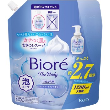 비오레 더 바디 거품 타입 퓨어리 사봉 향 리필용 1200mL 카오