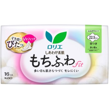 로리에 행복소재 모치후와핏 많은 낮용 22.5cm 날개부착 16개 카오