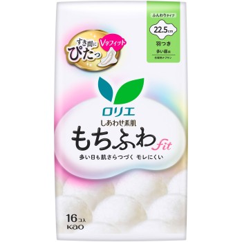 로리에 행복소재 모치후와핏 많은 낮용 22.5cm 날개부착 16개 카오