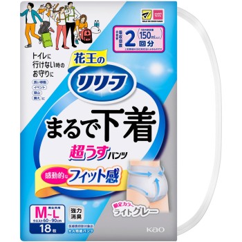 리리프 팬츠 타입 마치 속옷 2회분 그레이 M 18매 카오