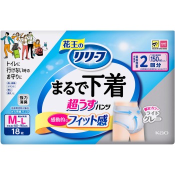 리리프 팬츠 타입 마치 속옷 2회분 그레이 M 18매 카오