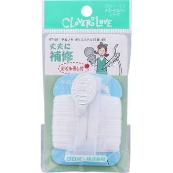 클로버 손바느질 실 폴리에스터 20번 화이트(바늘과 실 통이기 포함) 67-581 클로버