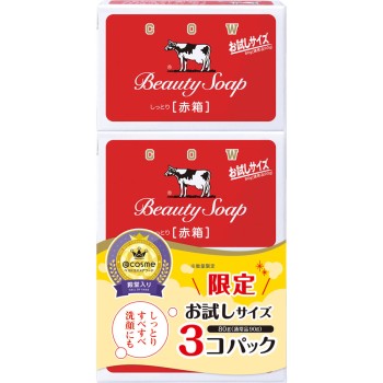 우유 비누 빨간 박스 시험 사이즈 3개 규뉴세켄쿄진샤