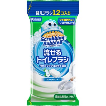 스크러빙 버블 흘려보낼 수 있는 화장실 브러시 플로럴 소프 교체 12개 존슨