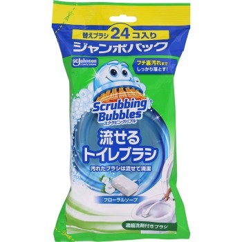 스크러빙 버블 흘려보내는 화장실 브러시 플로럴 소프 교체품 점보 팩 24개 존슨