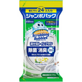 스크러빙버블 흘려보내는 화장실 브러시 제균소취플러스 화이트블러썸 교체 점보팩 24개 존슨