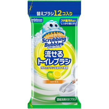 스크러빙 버블 흘려보낼 수 있는 화장실 브러시 시트러스 교체 12개 존슨