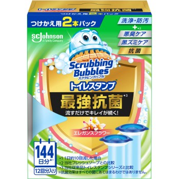 스크러빙 버블 변기 스탬프 최강 항균 엘레강스 플라워 교체품 38g×2 존슨