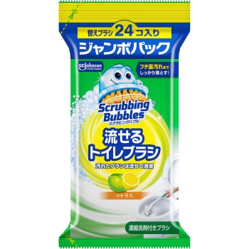 스크러빙 버블 흘려보내는 화장실 브러시 시트러스 교체품 점보 24개 존슨