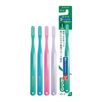 GUM 덴탈 브러시 #211 3열 컴팩트 헤드 보통 썬스타