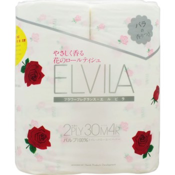 엘비라 (장미 향) 두루마리 화장지 더블 4R×30m 시코쿠 특지