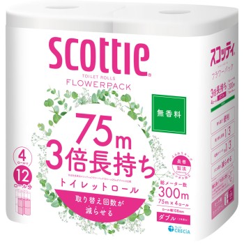 스코티 플라워 팩 3배 오래가는 4R 더블 무향 75m 일본제지 크레시아