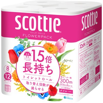 스코티 플라워팩 1.5배 오래가는 8롤 더블 37.5m 일본제지크레시아