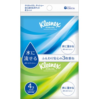 클리넥스 티슈 물에 흘릴 수 있는 포켓 10조 일본 제지 크레시아