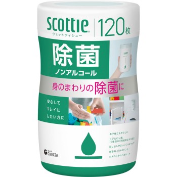 스코티 웨트 티슈 살균 논알코올 120매 일본제지크레시아