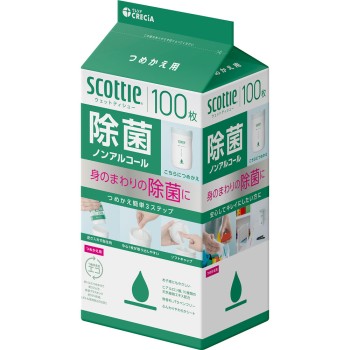 스코티 웨트 티슈 제균 논알코올 리필 100매 일본 제지 크레시아