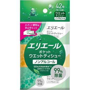 엘리에르 포켓 웨트 제균 논알코올 타입 7매×6P 다이오제지
