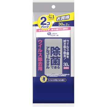 에리에루 제균 알코올 타올 바이러스 제거용 휴대용 30매 휴대용×2P 다이오제지