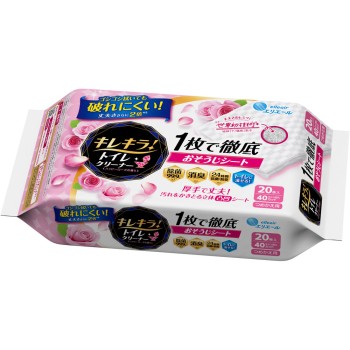 엘리에르 키레키라 화장실 클리너 1장으로 철저 청소 시트 해피 로즈 리필 10매×2P 다이오제지