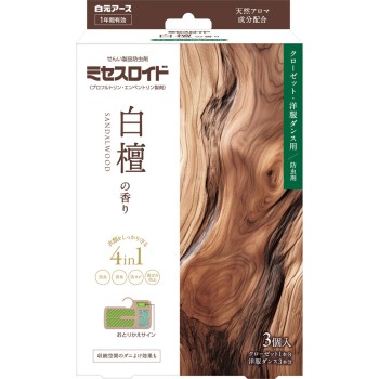 미세스로이드 옷장용 1년 방충 백단향 3개 시라모토어스