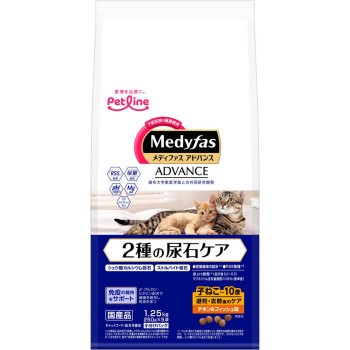메디파스 어드밴스 2종의 요석케어 새끼고양이부터 10살까지 중성화 후 케어 치킨&피쉬맛 1.25kg 펫라인
