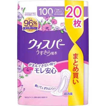 위스퍼 얇은 사라 흡수 많아도 안심용 100cc 20매 P&G 재팬