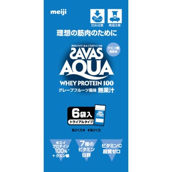 자바스 아쿠아 훼이프로테인100 그레이프프루트 트라이얼타입 10.5g×6 메이지(구 메이지유업)