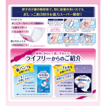 라이프리 테이프용 전용 소변 패드 안심 소변 패드 슈퍼 3회 흡수 남녀공용 대인용 기저귀 33매 유니참