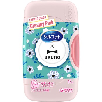 실코트 논알코올 살균 논알코올 타입 본체 BRUNO 디자인 크리미 핑크 43매 유니참