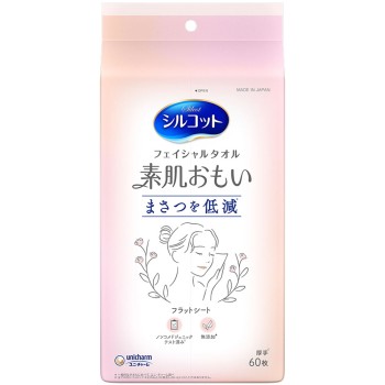 실코트 페이셜타올 소하다오모이 페이스타올 페이스페이퍼 일회용타올 60매 유니참