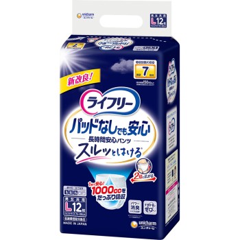 라이프리 소변받이 없어도 장시간 안심 팬츠 L 12매 유니참
