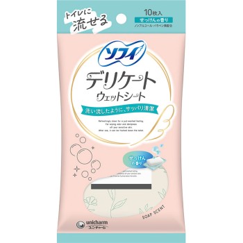 소피 데리케이트 웨트시트 비누향(생리용품 데리케이트존 웨트시트) 10매 유니참