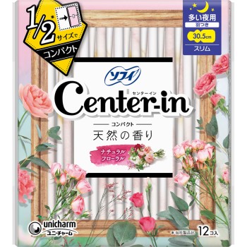 센터인 컴팩트 1/2 플로럴 많은 밤용 12매 유니참